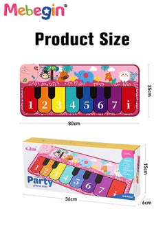 MEBEGIN 80*35cm Piano Mat with 8 Keys, Musical Dance Carpet with Adjustable Volum and Different Animal Sounds, Waterproof Keyboard Floor Piano Mat, Multifunctional Musical Play Mat, Educational and Learning Toys, 3 AA Batteries (Not Included)  - Image 5