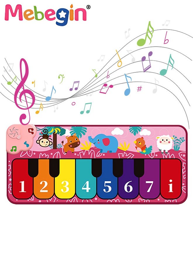MEBEGIN 80*35cm Piano Mat with 8 Keys, Musical Dance Carpet with Adjustable Volum and Different Animal Sounds, Waterproof Keyboard Floor Piano Mat, Multifunctional Musical Play Mat, Educational and Learning Toys, 3 AA Batteries (Not Included)  - Image 2