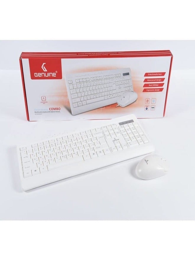 Genuine Wireless Combo Keyboard and Mouse White Color