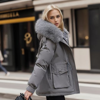 Womens Winter Thickened Parka Slim Fur Collar Cotton Coat 2024 Gray - pzsku/Z07BC76165D7060E5E65DZ/45/1746217266/485c890f-436b-4e04-a267-4bc192400253