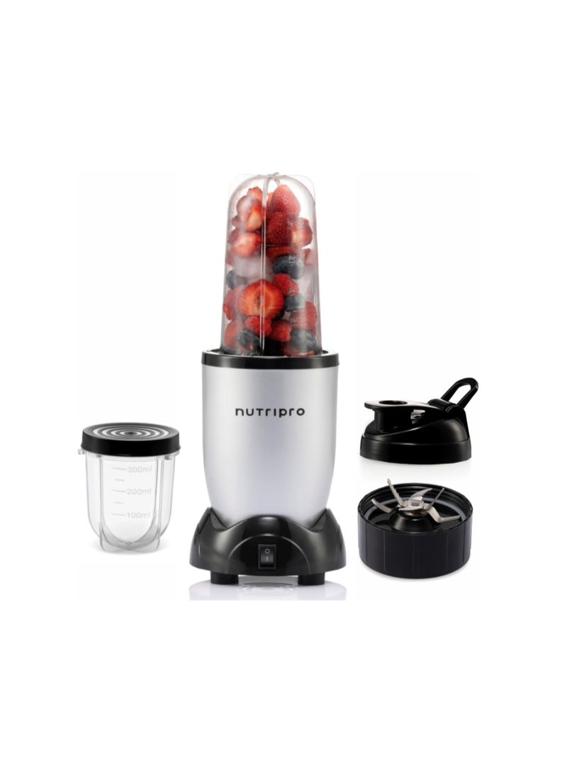 nutripro خلاط نوتري برو 500 واط | عصارة ومطحنة وجهاز صنع العصائر (فضي، وعاءان) - ضمان لمدة عام - Image 1