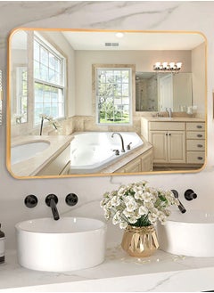 GoldenLike Bathroom Mirror,Rectangle Wall Mirror Aluminum Frame Full Length Mirror Modern Large Hanging Dressing Mirror Wall Mounted Vanity Makeup Mirror For Bathroom Vanity Living Room Lhj-60X90 Cm  - Image 1