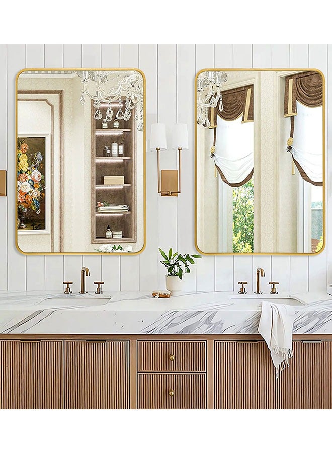GoldenLike Bathroom Mirror,Rectangle Wall Mirror Aluminum Frame Full Length Mirror Modern Large Hanging Dressing Mirror Wall Mounted Vanity Makeup Mirror For Bathroom Vanity Living Room Lhj-60X90 Cm  - Image 4