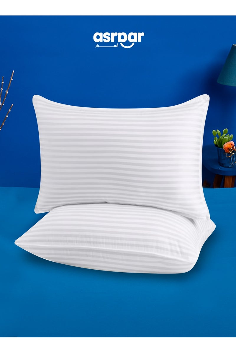 Asraar Couples Comfort 4-Piece Set – Includes 2 Luxurious Stripe Pillows 75 x 50cm for Ultimate Relaxation, 1 Mattress Topper 140 x 200cm for Plush Support, and 1 Decorative Lamp to Add Elegance to Your Bedroom – Perfect Bedding Essentials Set for Couples  - Image 2