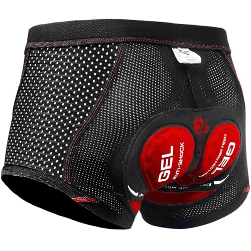 Xtiger X-TIGER Men's Cycling Underwear Shorts 5D Padded Gel,MTB Biking Shorts Pants with Breathable,Adsorbent Design Black Red - Image 1