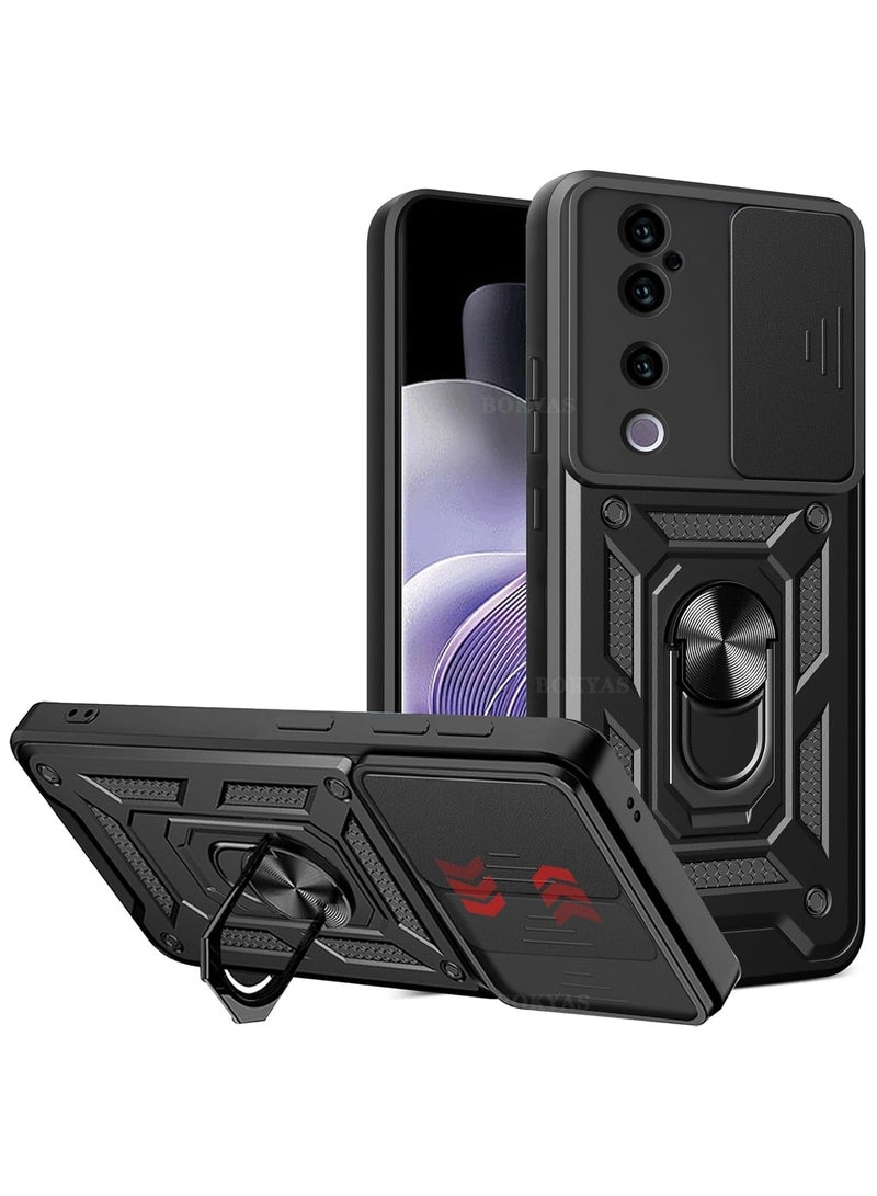 general Compatible with VIVO V40 5G Case, Case with Slide Camera Cover Heavy Duty Military Grade Shockproof Magnetic Ring Holder Kickstand Case for VIVO V40 - Image 1