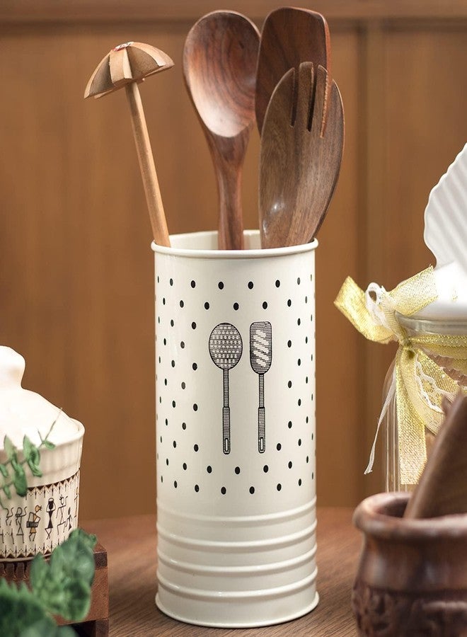 Kekezip Metal Cutlery Holder for Kitchen & Spatula Holder for Kitchen, Ladle Holder for Kitchen, Chopstick, Cutlery, Spoon Stand for Kitchen Organizer Stand Dining (Off White) - Image 1