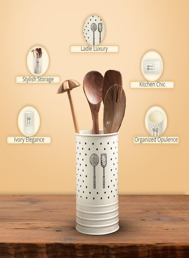 Kekezip Metal Cutlery Holder for Kitchen & Spatula Holder for Kitchen, Ladle Holder for Kitchen, Chopstick, Cutlery, Spoon Stand for Kitchen Organizer Stand Dining (Off White) - Image 2