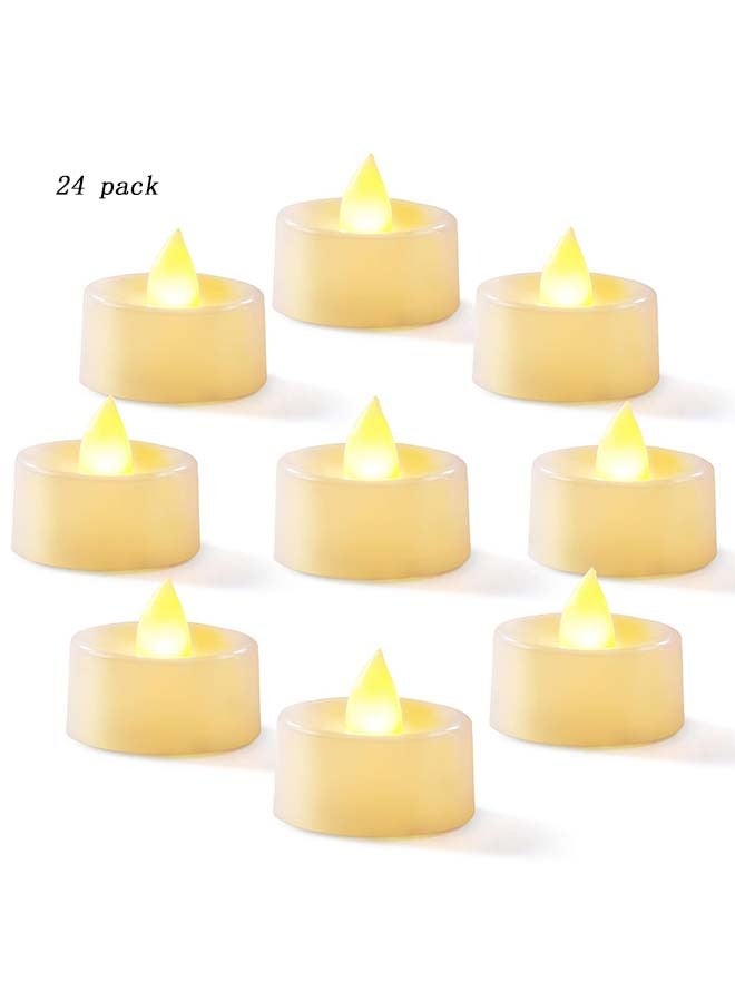 VIUAUAX 24-Pack Flameless LED Tea Lights Candles Battery Operated, LED Real Wax Battery Operated Flameless Candle Tea Light Set 200+Hour Fake Electric Candles TeaLights for Votive, Aniversary, Wedding Centerpiece Table Decor, Funeral, Halloween,  - Image 1