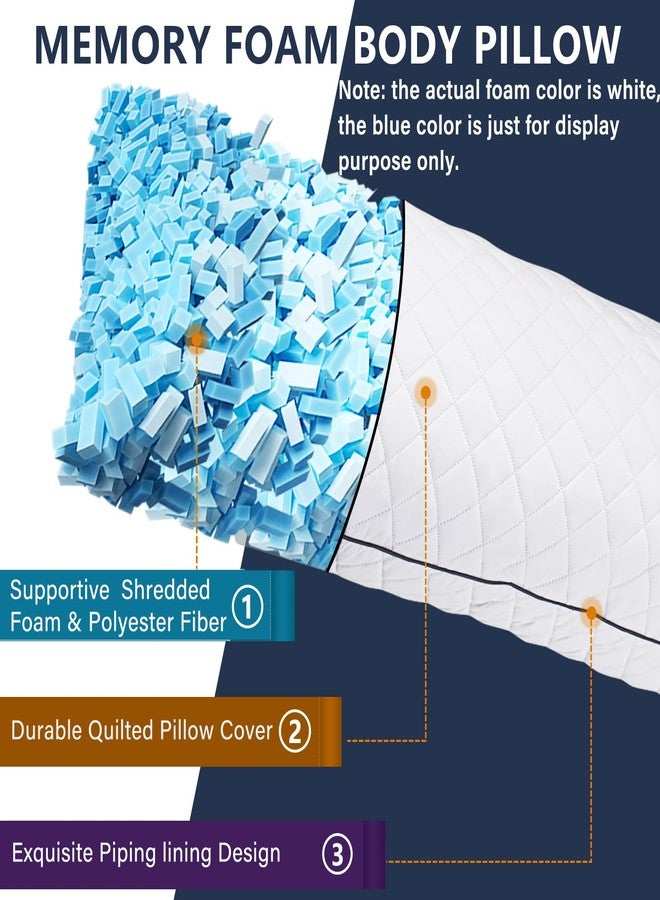 1 MIDDLE ONE Body Pillow, Memory Foam Body Pillows for Adults Sleeping, Long Pillow for Bed, Big Large Firm Full Body Pillow for Side Sleeper, 20x60 Inch (White) - Image 2