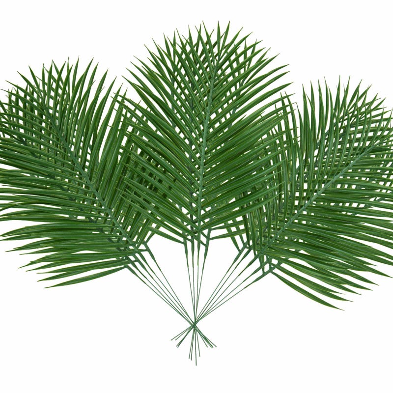 Ruidazon 14Pcs Artificial Palm Leaves 204 Outdoor Faux Palm Fronds Green Tropical Style Perfect for Home Decor Wedding Birthday Parties
