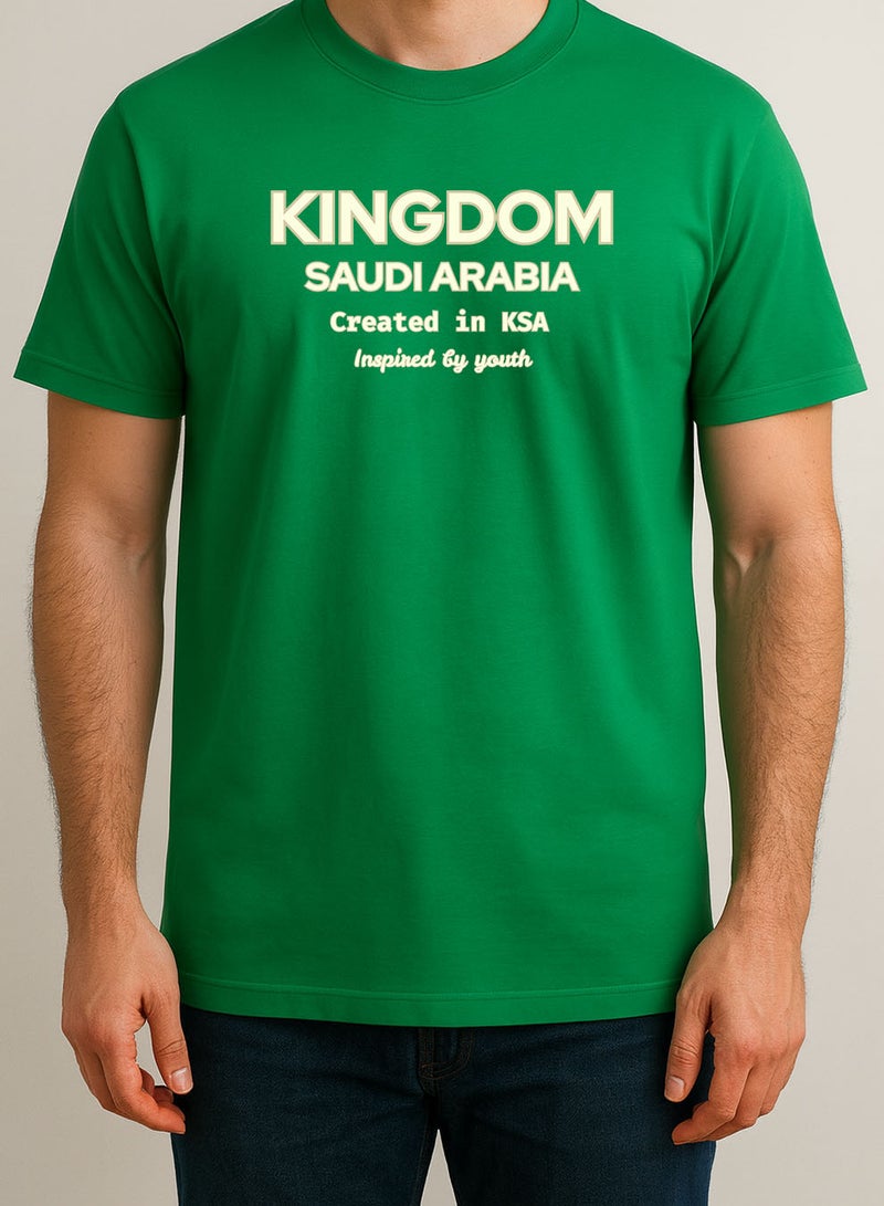 لوحة تيشيرت قطن لمناسبة اليوم الوطني السعودي أو للفخر بالانتماء للوطن في كل الأوقات للرجال والنساء - Image 2