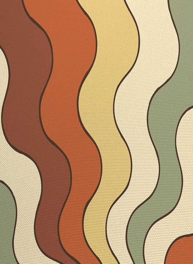 Bzhilja Retro Vintage Wavy Earth Tones Shower Curtain, Bohemian Orange Yellow Terracotta Bath Curtains, Cute 70s 60s Mid-Century Abstract Art Bathroom Set with Hooks, 69x70 Yellow Orange - Image 4