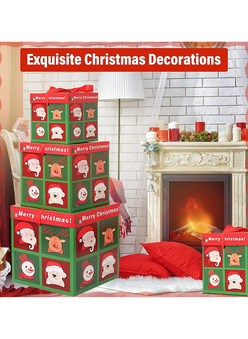 AUTOYSUR 3PCS Christmas Nesting Gift Boxes with Lid, Stacking Boxes Xmas Boxes for Gifts, Red Christmas Tree Gift Wrap Boxes for Christmas New Year Wrapping Presents and Decorations - Image 4