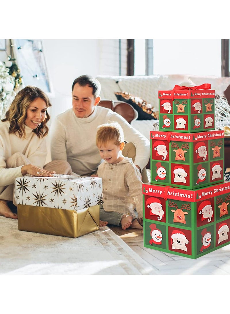 AUTOYSUR 3PCS Christmas Nesting Gift Boxes with Lid, Stacking Boxes Xmas Boxes for Gifts, Red Christmas Tree Gift Wrap Boxes for Christmas New Year Wrapping Presents and Decorations - Image 5