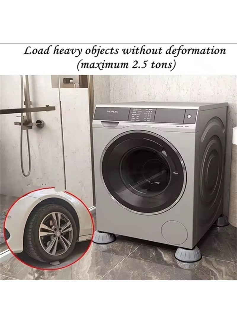 قواعد غسالة مضادة للاهتزاز مع قاعدة شفط بأرجل لرفع الأثاث والثلاجة (4 قطع) (قواعد غسالة دائرية) - Image 4