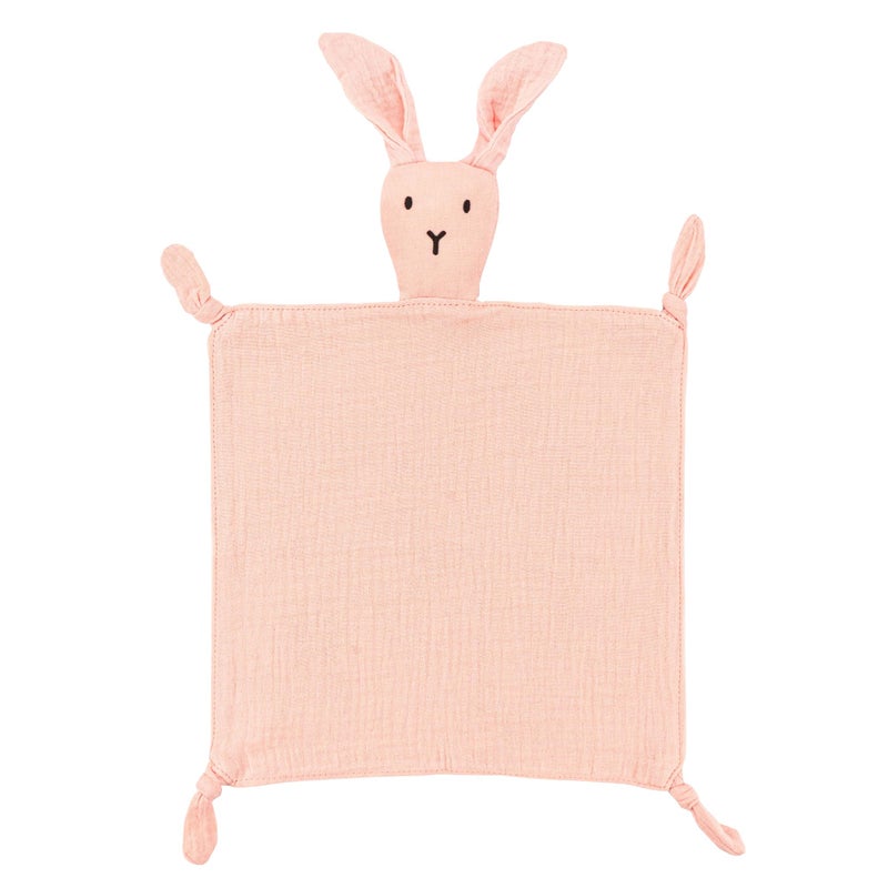 ZIGJOY Bunny Lovey Muslin Cotton Baby Security Blanket Soft Breathable Lovies for Babies Gifts for Newborn Infant Toddler Boys and Girls Pink