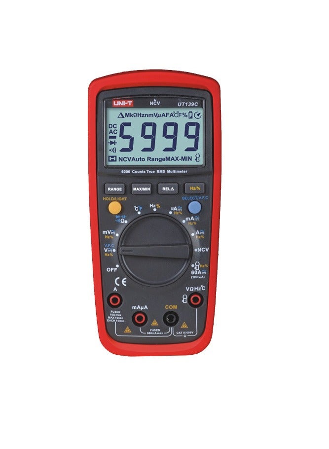 UNI-T UT139C Digital Multimeter AD/DC Voltage Current Tester with Resistance Capacitance NCV Test and Temperature Measurement - Image 2