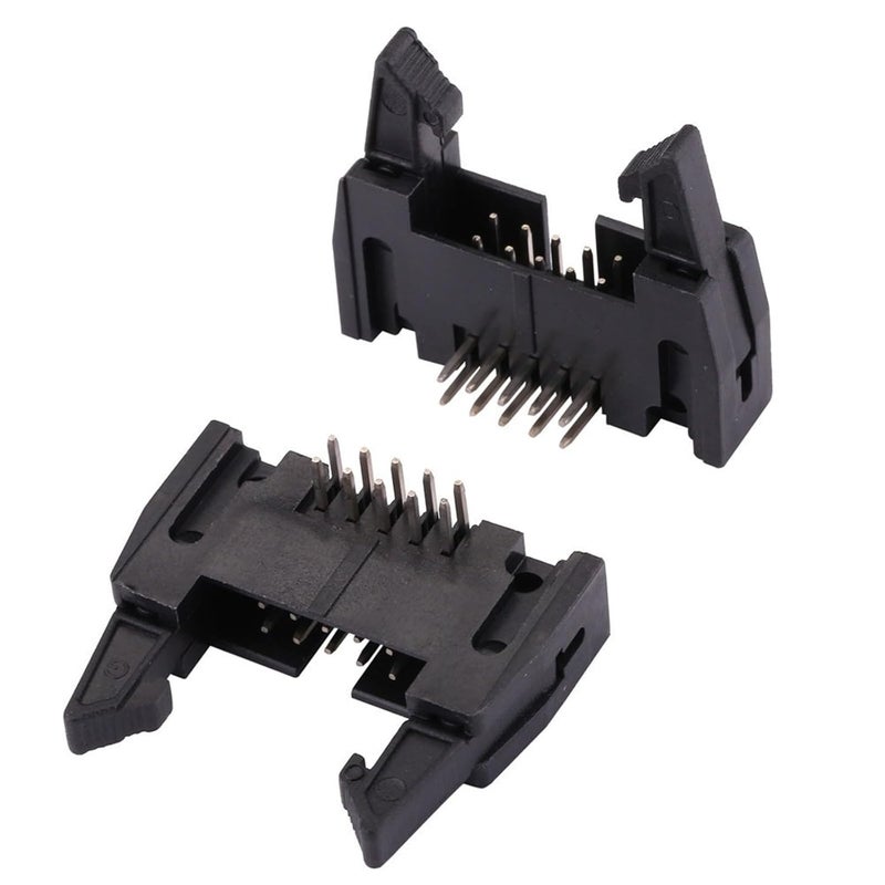 5PCS DC2 Pitch 2.54mm Straight Pin Curved Pin Buckle Flat Ribbon Cable Socket Connector 10/14/16/20/26/30/34/40/50/60/64Pin(Right Angle Type,14P) - Image 1