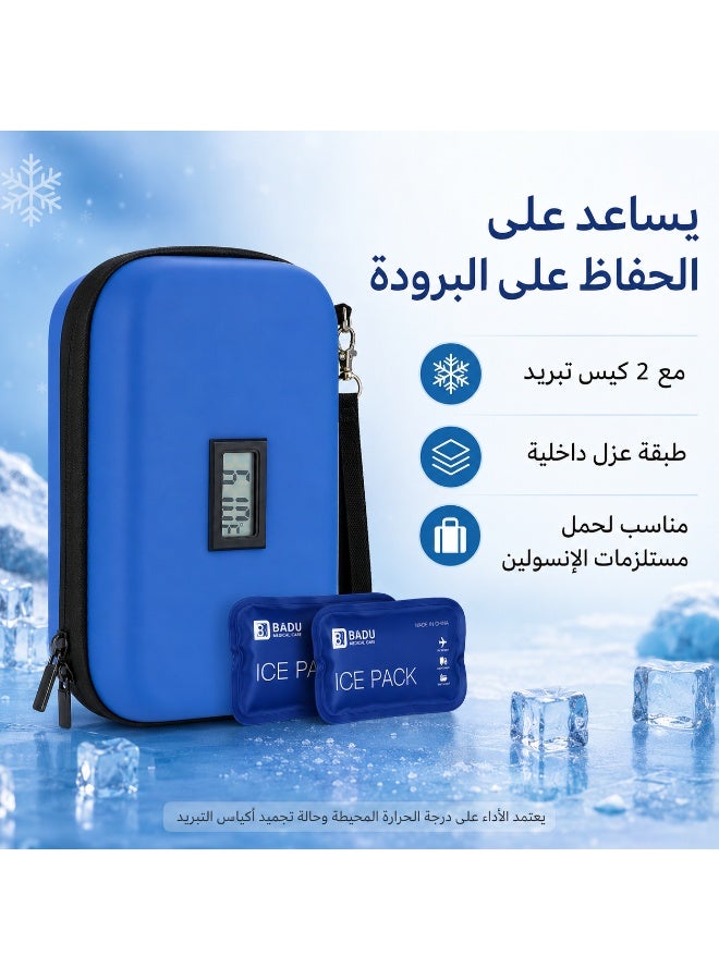 Insulin Cooler Bag with Temperature Display and 2 Ice Packs – Travel Case for Insulin Pens and Medication – Diabetes Supply Organizer with Carrying Strap - Image 3