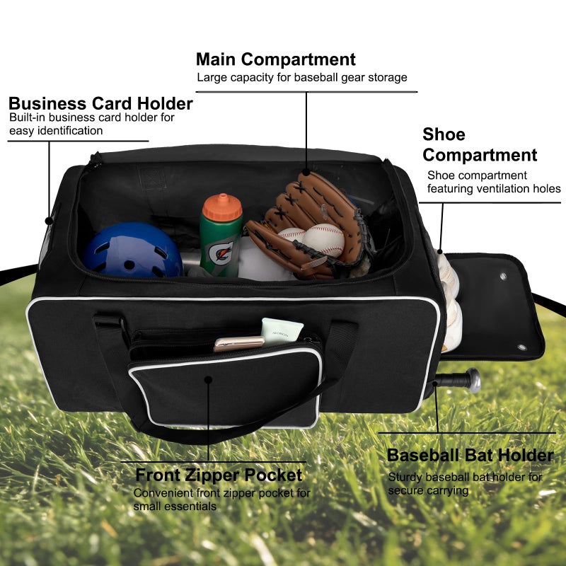 LARIPOP Baseball Softball Equipment Duffel Bag - 2 Bat Sleeves, Hidden Dual Straps & Handheld, Separate Shoe Compartment for Youth Adult - Image 3