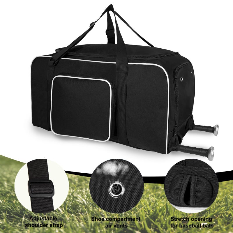LARIPOP Baseball Softball Equipment Duffel Bag - 2 Bat Sleeves, Hidden Dual Straps & Handheld, Separate Shoe Compartment for Youth Adult - Image 5
