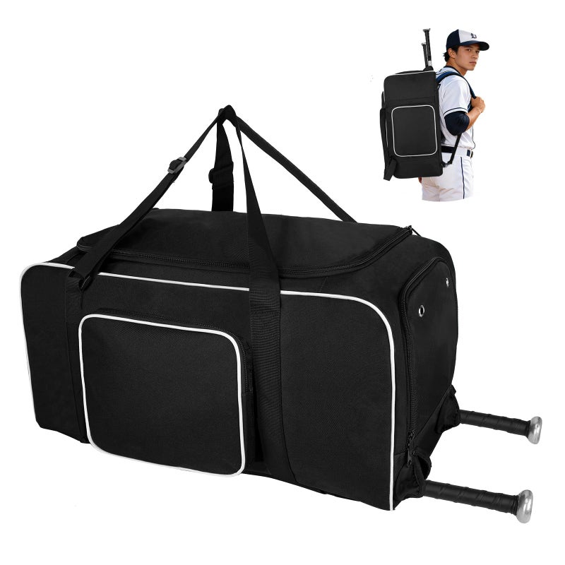 LARIPOP Baseball Softball Equipment Duffel Bag - 2 Bat Sleeves, Hidden Dual Straps & Handheld, Separate Shoe Compartment for Youth Adult - Image 1