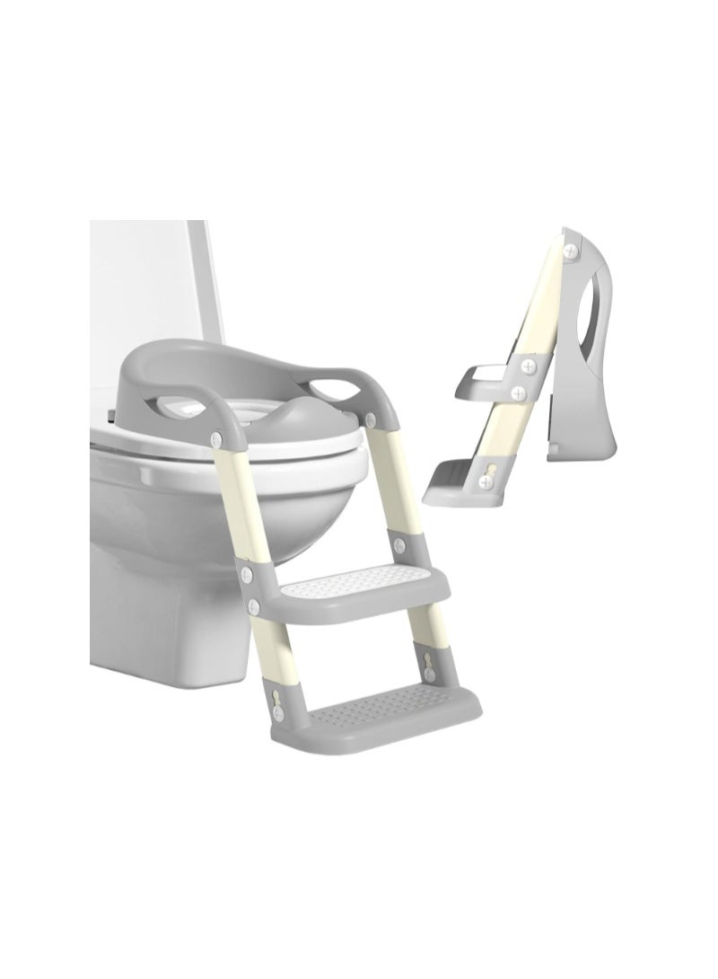 2-in-1 Kids' Potty Training Ladder Seat - Foldable & Adjustable Toilet Trainer with Steps T03