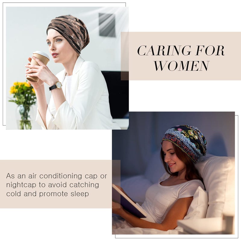 Satinior 5 Pieces Women's Slouchy Beanie Hat Stretch Turban Hats Cancer Headwear Caps Baggy Skull Sleep Scarf (Chic Style) Multicoloured - Image 5