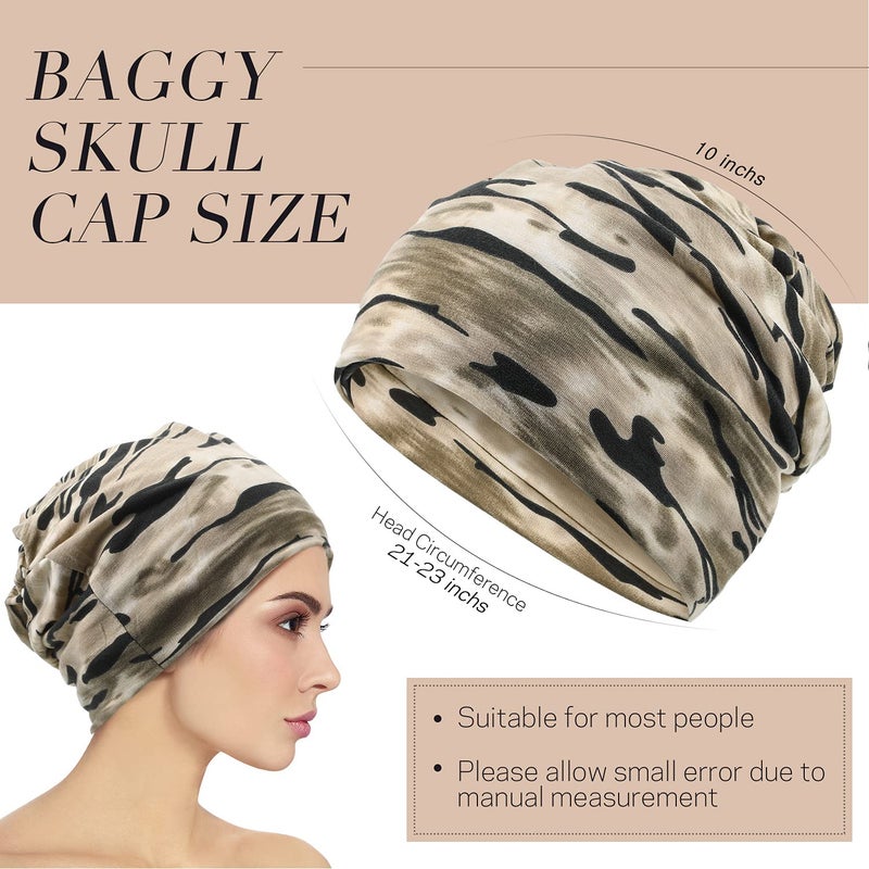 Satinior 5 Pieces Women's Slouchy Beanie Hat Stretch Turban Hats Cancer Headwear Caps Baggy Skull Sleep Scarf (Chic Style) Multicoloured - Image 4