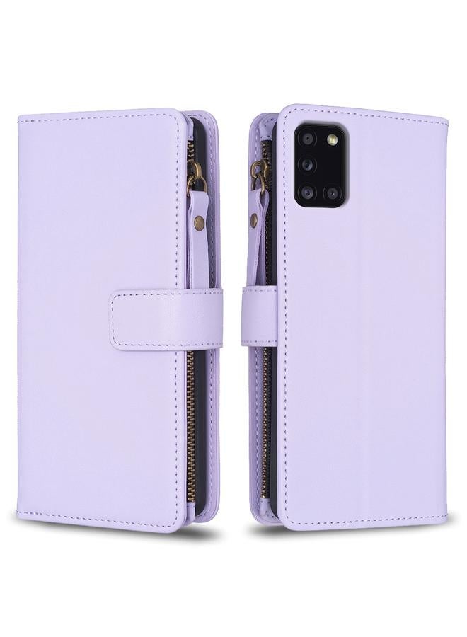 اس-توب جراب لهاتف Samsung Galaxy A31 9 فتحات للبطاقات وسحاب ومحفظة جلدية قابلة للطي - Image 1