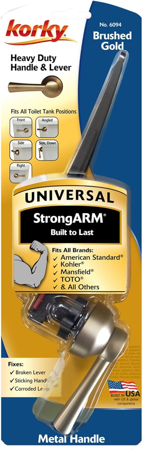 Korky 6094BP StrongARM Tank Lever Universal to Fit Front Angled Side Left and Right Mount Toilets Brushed Gold Simple Style - Image 5
