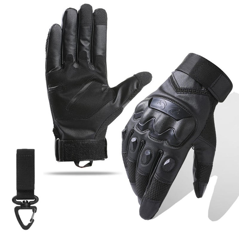 Nswern Tactical Gloves for Men Touchscreen Motorcycle Gloves with Hard Shell Leather Palm Padding for Outdoor Sports Motorcycle Cycling Tactical Airsoft Paintball Hunting Hiking Camping Climbing Black - Image 1