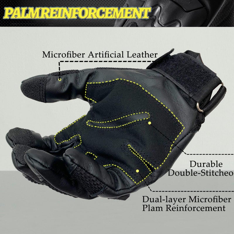 Nswern Tactical Gloves for Men Touchscreen Motorcycle Gloves with Hard Shell Leather Palm Padding for Outdoor Sports Motorcycle Cycling Tactical Airsoft Paintball Hunting Hiking Camping Climbing Black - Image 2