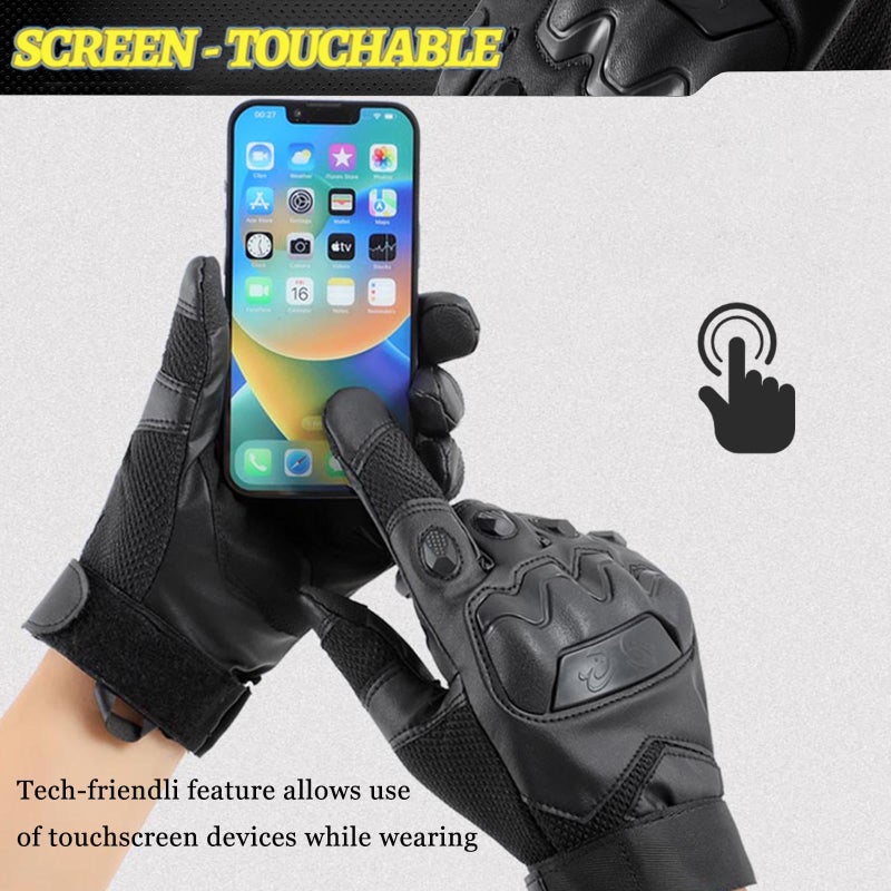 Nswern Tactical Gloves for Men Touchscreen Motorcycle Gloves with Hard Shell Leather Palm Padding for Outdoor Sports Motorcycle Cycling Tactical Airsoft Paintball Hunting Hiking Camping Climbing Black - Image 5