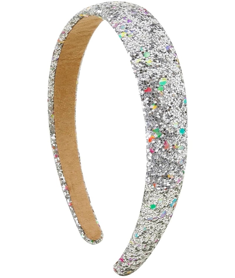 أطواق رأس لامعة للفتيات والنساء غير قابلة للانزلاق طوق رأس أنيق للفتيات طوق رأس لامع للأطفال طوق رأس لطيف للفتيات إكسسوارات شعر للفتيات لحفلات عيد الميلاد طوق رأس فضي