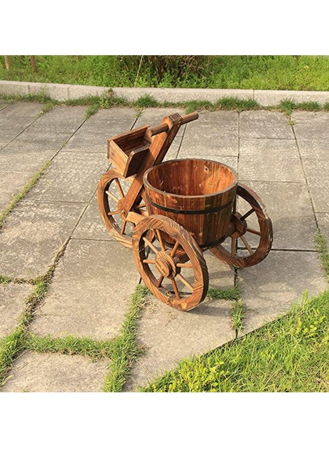 HOME TASTE عربة زهور خشبية - وعاء زهور على شكل دراجة، مزهرية، حاوية، ودلو - مزهرية زهور خشبية أنيقة للحديقة، العشب الخارجي، الفناء - Image 5