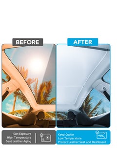 Excefore Roof Sunshades for Tesla Model Y 2023, Glass Roof Sunshade, Front & Rear Top Windows Sun Shade, Won't Sag with Skylight Reflective Covers (13 Snap Accessories)  - Image 2