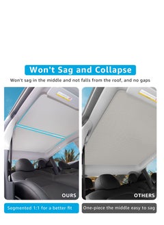 Excefore Roof Sunshades for Tesla Model Y 2023, Glass Roof Sunshade, Front & Rear Top Windows Sun Shade, Won't Sag with Skylight Reflective Covers (13 Snap Accessories)  - Image 3