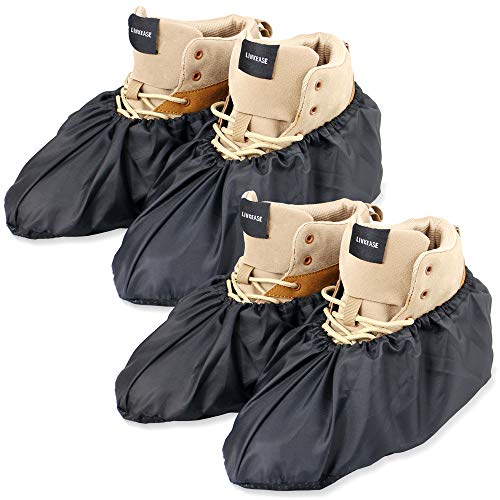 LINKEASE Reusable Boot & Shoe Covers Water Resistant Non Skid and Washable for Real Estate Contractors to Keep Floors Carpets Footwear and Rooms Clean - 2 Pairs (Extra Large, Black) - Image 1