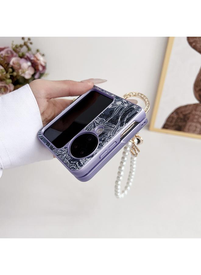 اس-توب جراب هاتف OPPO Find N3 قابل للطي بتصميم مطرز مع تغطية كاملة وسلسلة من الخرز الدائري - Image 4