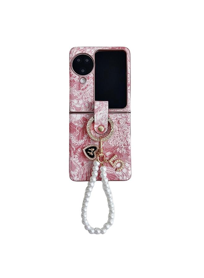 اس-توب جراب هاتف OPPO Find N3 قابل للطي بتصميم مطرز مع تغطية كاملة وسلسلة من الخرز الدائري - Image 1