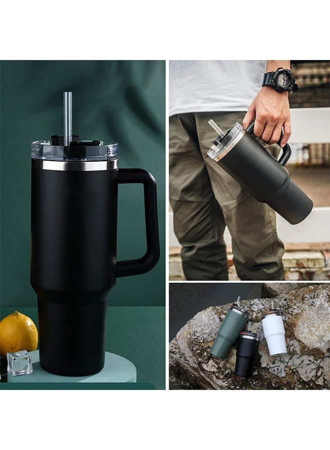 بوفان عبوة من 8 قطع من مصاصات الشرب الزجاجية الشفافة من ستانلي 40 أونصة و30 أونصة، مناسبة أيضًا للشاي الساخن والعصير والقهوة - بطول 12 بوصة مع فرشاتين للتنظيف وغطائين للمصاصات الزجاجية - Image 4