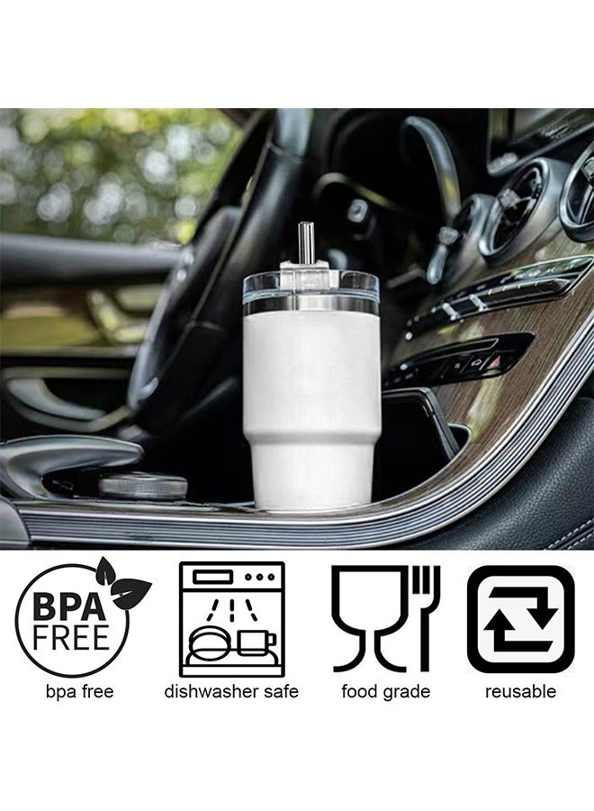 بوفان عبوة من 8 قطع من مصاصات الشرب الزجاجية الشفافة من ستانلي 40 أونصة و30 أونصة، مناسبة أيضًا للشاي الساخن والعصير والقهوة - بطول 12 بوصة مع فرشاتين للتنظيف وغطائين للمصاصات الزجاجية - Image 5