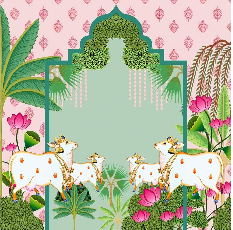 فن جدارية بقعة دهراء مطبوعة 8 قدم × 8 قدم لقماش خلفية تزيين البوجا ستارة خلفية تقليدية للمهرجان قماش قابل للغسل - Image 3