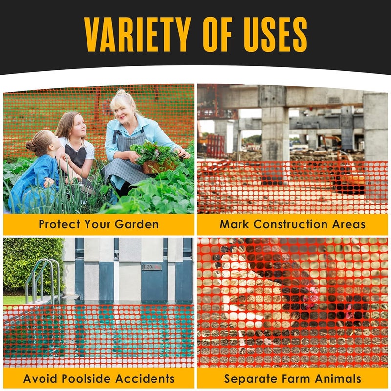 Houseables Plastic Mesh Fence, Construction Barrier Netting, Orange, 4'x100' Feet, 1 Roll, Garden Fencing, Fences Wrap, Above Ground, for Snow, Poultry, Chicken, Safety, Deer, Patio, Garden Netting - Image 4