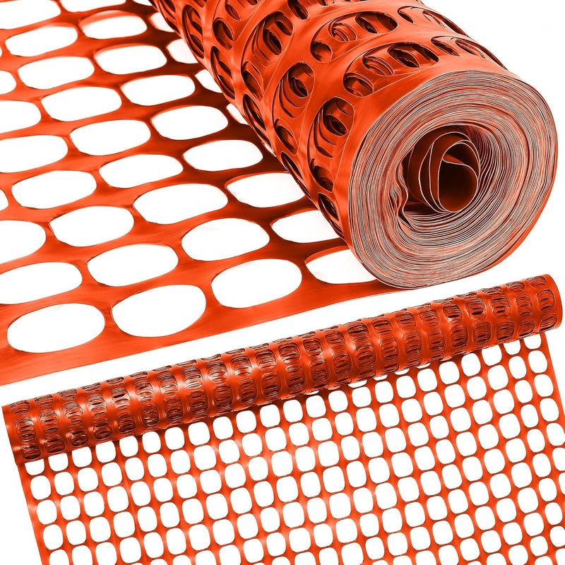 Houseables Plastic Mesh Fence, Construction Barrier Netting, Orange, 4'x100' Feet, 1 Roll, Garden Fencing, Fences Wrap, Above Ground, for Snow, Poultry, Chicken, Safety, Deer, Patio, Garden Netting - Image 1