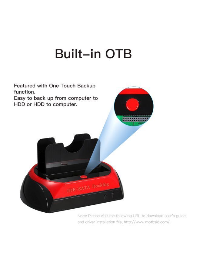 NIBEMINENT IDE/SATA HDD Docking Station With USB 2.0 Black/Red  - Image 5