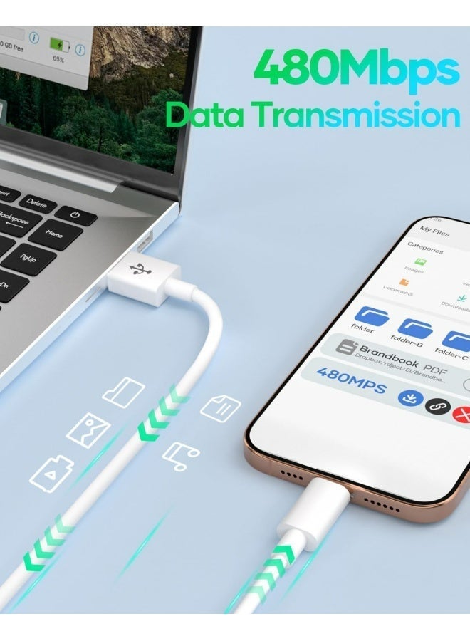 Flyview IPhone15/16 Car Carplay Charger Cable, USB A to USB C Charging Cable, Type C Car Charger Compatible for iPhone 16 15 Pro/Max/Plus/16E, Galaxy S25/S24/S23, iPad Pro/AirPods 4 - White, 1M - Image 4