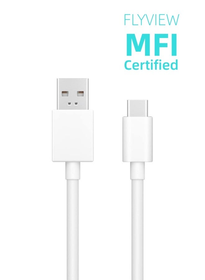 Flyview IPhone15/16 Car Carplay Charger Cable, USB A to USB C Charging Cable, Type C Car Charger Compatible for iPhone 16 15 Pro/Max/Plus/16E, Galaxy S25/S24/S23, iPad Pro/AirPods 4 - White, 1M - Image 1